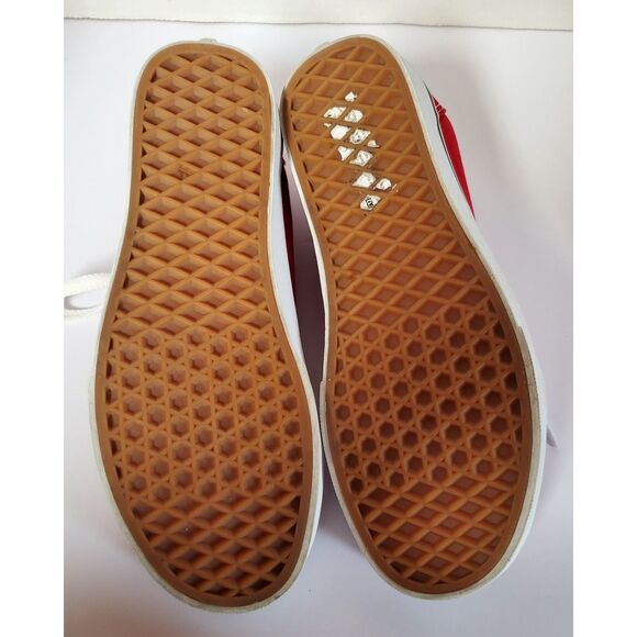 Vans Off The Wall Red Suede and Canvas Sneakers Size W/8, M/6.5 - Picture 7 of 7